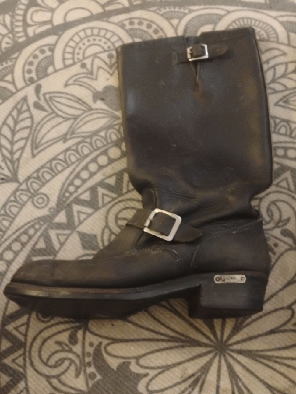 Harley-Davidson Black Leather Boot With Logo Tag And Buckles